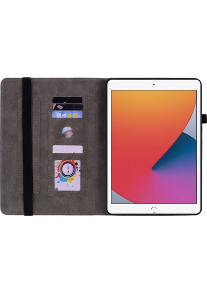 iPad 10.2 (2019 2020 2021) Akıllı Pu Deri Stand Baskılı Tablet Kılıfı (Yurt Dışından)