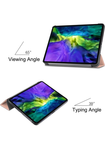 iPad Pro 11 Inç (2022 2021 2020 2018) Otomatik Uyku uyandırma Özellikli Pu Deri Sağlam Üç Katlı Stand Sert Arka Tablet Kılıfı (Yurt Dışından) modelleri