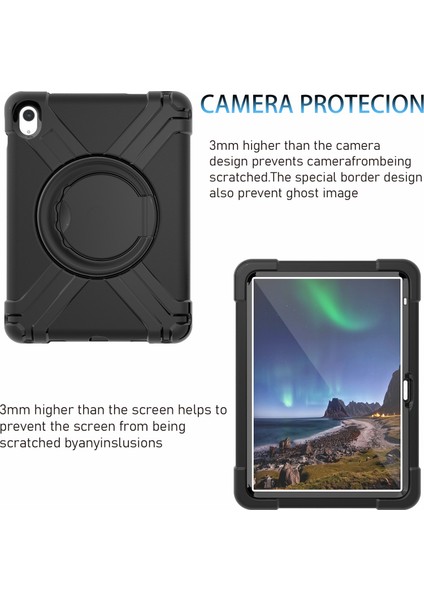iPad 10.9 (2022) 360 Derece Dönme Standı Askeri Koruması Pc Tpu Tablet Kılıfı (Yurt Dışından)