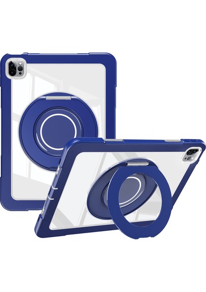 iPad Pro 11 (2022 2021 2020) Döner Standı Pc Silikon Düşmeyi Önleyici Lacivert Tablet Kılıfı (Yurt Dışından)