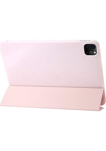 iPad Pro 11 (2024) Üç Katlı Stand Deri Silikon Tablet Kılıfı (Yurt Dışından)