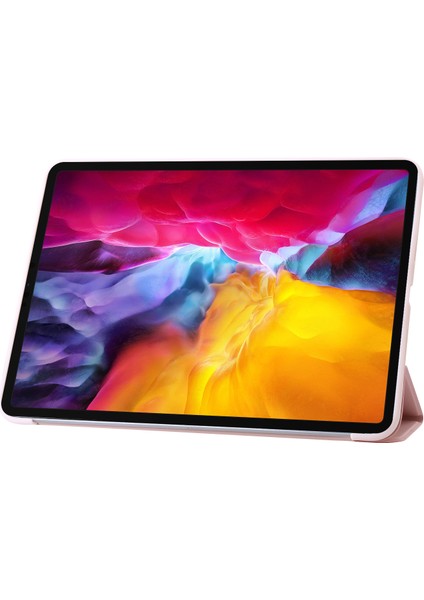 iPad Pro 11 (2024) Üç Katlı Stand Deri Silikon Tablet Kılıfı (Yurt Dışından)