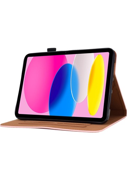 iPad 10.9 (2022) Düz Renk Dikiş Hattı Standı Pu Deri Kart Tutucu Tablet Kılıfı (Yurt Dışından)