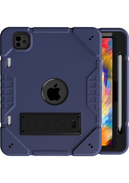 iPad Pro 11 (2024) M4 Standı Pc Tpu Kalem Yuvalı Koruyucu Lacivert Tablet Kılıfı (Yurt Dışından)