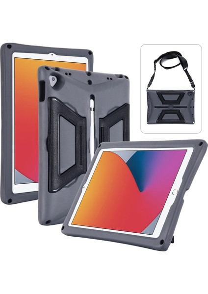 iPad 10.2 (2020 2019 2021) Taşınabilir Saplı Stand Tamı Eva Pc Omuz Askılı Tablet Kılıfı (Yurt Dışından)