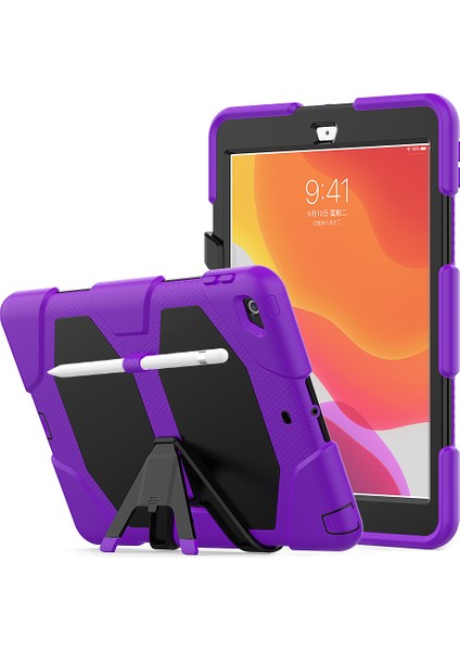 Çizilmez Standı Pc iPad 10.2 (2020 2019) Silikon Hibrit Tablet Kılıfı (Yurt Dışından)