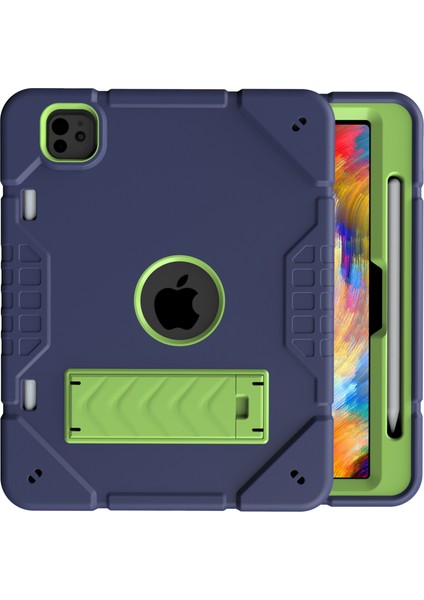 iPad Pro 11 (2024) M4 Standı Pc Tpu Kalem Yuvalı Koruyucu Lacivert Tablet Kılıfı (Yurt Dışından)