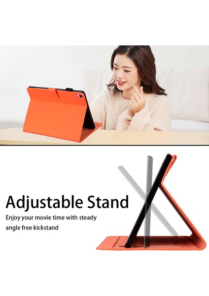 iPad 10.9 (2022) Deri Hayvan Desenli Kart Tutucu Standı Turuncu Tablet Kılıfı (Yurt Dışından)