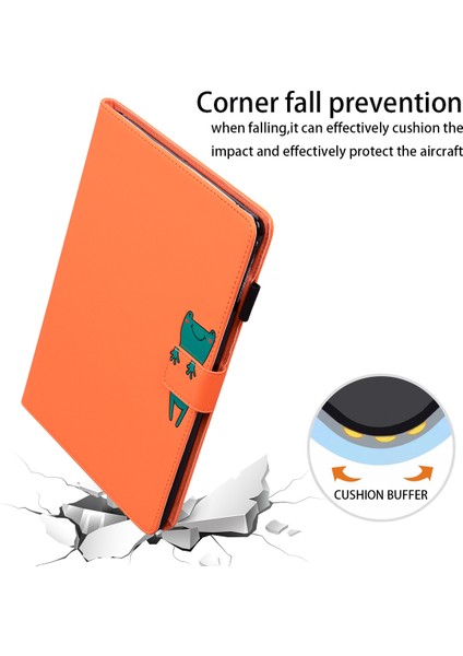 iPad 10.9 (2022) Deri Hayvan Desenli Kart Tutucu Standı Turuncu Tablet Kılıfı (Yurt Dışından)