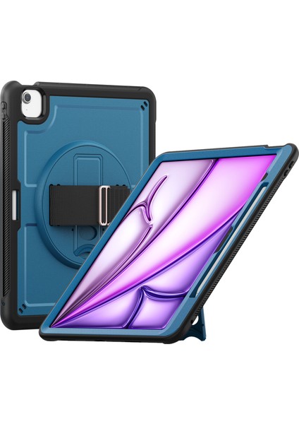 iPad Air 13 (2024) Stand Case Pc Tpu Omuz Askılı Lacivert Tablet Kılıfı (Yurt Dışından)