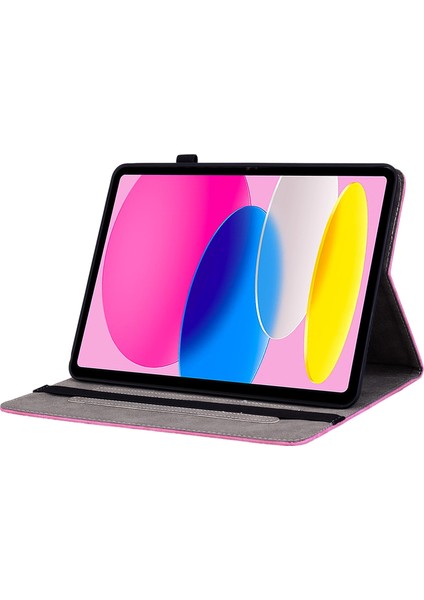 iPad 10.9 (2022) Pu Deri Standlı Baskılı Kart Tutucu Tablet Kılıfı (Yurt Dışından) fırsatları