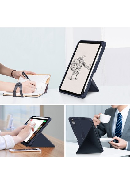 Origami Stand Fonksiyonu Pu Deri ve Tpu Otomatik Uyku uyandırma Koruyucu iPad Mini (2021) Çevirmeli Tablet Kılıfı (Yurt Dışından)