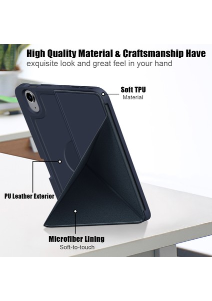Origami Stand Fonksiyonu Pu Deri ve Tpu Otomatik Uyku uyandırma Koruyucu iPad Mini (2021) Çevirmeli Tablet Kılıfı (Yurt Dışından)