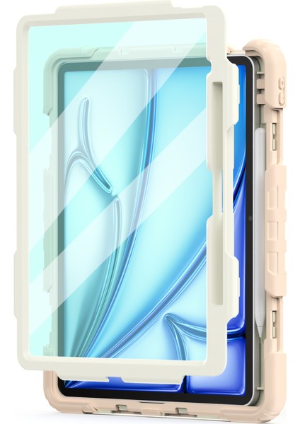 iPad Air 13 (2024) Tam Koruma Pc Silikon El Kayışı Omuz Askısı Bej Tablet Kılıfı (Yurt Dışından) fırsatları