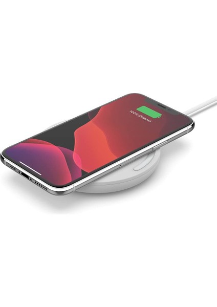 Boost Charge Kablosuz Şarj Cihazı, 15 W (Qi Sertifikalı Kablosuz Şarj Cihazı, Iphone, Airpods ve Samsung ve Google Gibi Üreticilerin Cihazları Için, Güç Kaynağı Dahil Değildir) - Beyaz