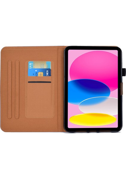 iPad 10.9 (2022) Düz Renk Dikiş Hattı Standı Pu Deri Kart Tutucu Tablet Kılıfı (Yurt Dışından)