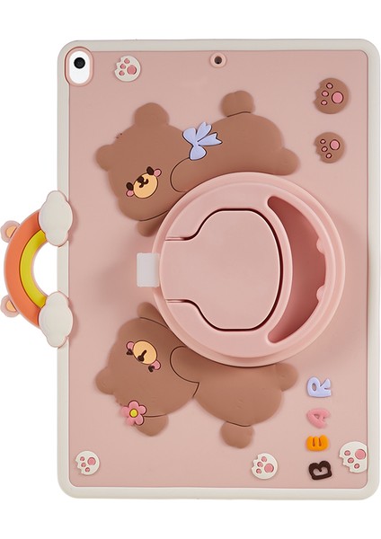iPad 10.2 (2019 2020 2021) Pc Silikon Karikatür Ayı Standı Tablet Kılıfı (Yurt Dışından) fiyatları