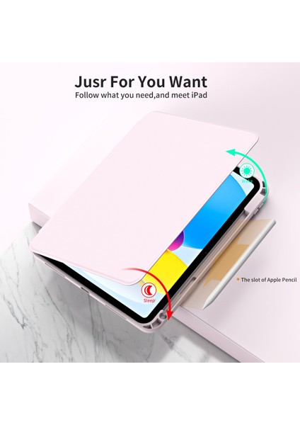 iPad 10.9 (2022) Akıllı Pu Deri Akrilik Döner Tekme Standı Koruyucu Tablet Kılıfı (Yurt Dışından)