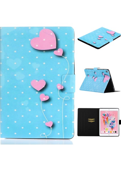 Desen Baskı Pu Deri Tpu Standı iPad 10.2 (2019 2020 2021) Kart Yuvası ile Love Heart Tablet Kılıfı (Yurt Dışından)