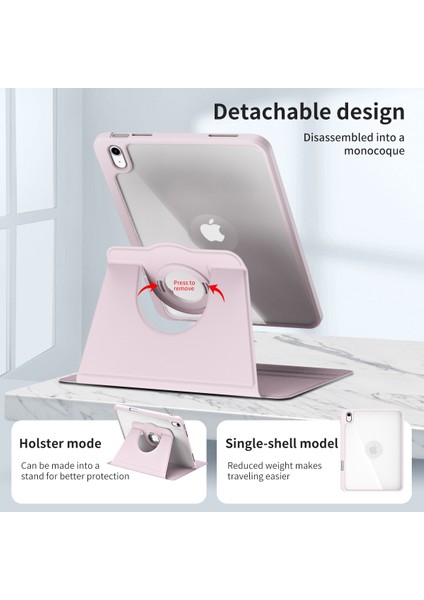 iPad 10.9 (2022) Akıllı Pu Deri Akrilik Döner Tekme Standı Koruyucu Tablet Kılıfı (Yurt Dışından)