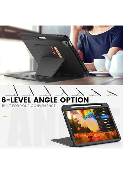 iPad Air 11 (2024) Stil B Otomatik Uyandırma uyku Pu Deri Kart Tutucu Kalem Yuvası ile Standı Tablet Kılıfı (Yurt Dışından) modelleri