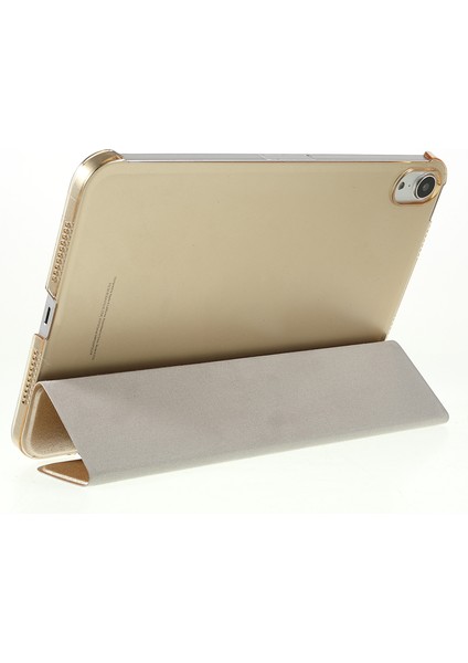 Ipek Doku Düşme Önleyici Üç Katlı Stand Pu Deri Pc Apple iPad Mini (2021) Gold Tablet Kılıfı (Yurt Dışından)