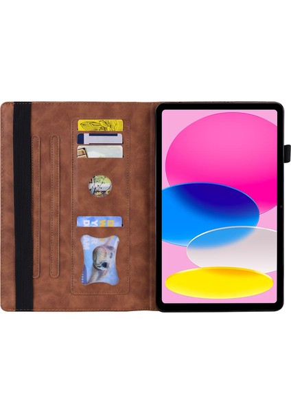 iPad 10.9 (2022) IPAD 10. Nesil Business Folio Standlı Pu Deri Cüzdan Otomatik Uyandırma uyku Elastik Bantlı ve Kalem Tutucu Tablet Kılıfı (Yurt Dışından)