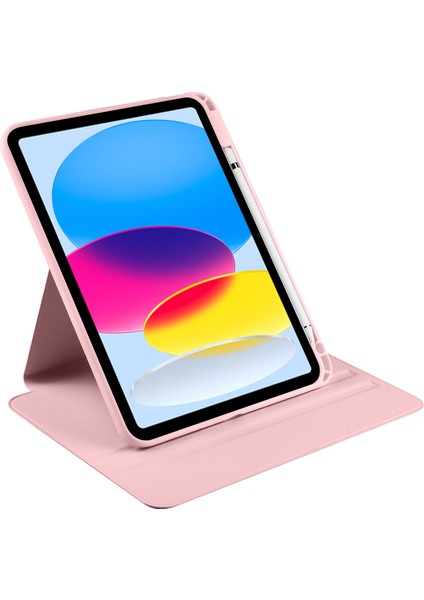 iPad 10.9 (2022) Pu Deri Akrilik Döner Standı Kalem Tutucu Tablet Kılıfı (Yurt Dışından)
