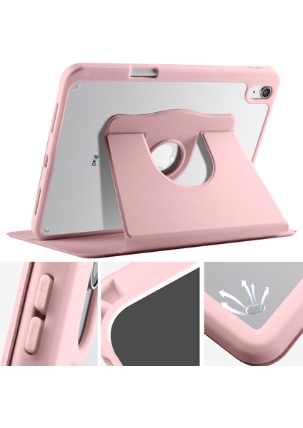 iPad 10.9 (2022) Pu Deri Akrilik Döner Standı Kalem Tutucu Tablet Kılıfı (Yurt Dışından)