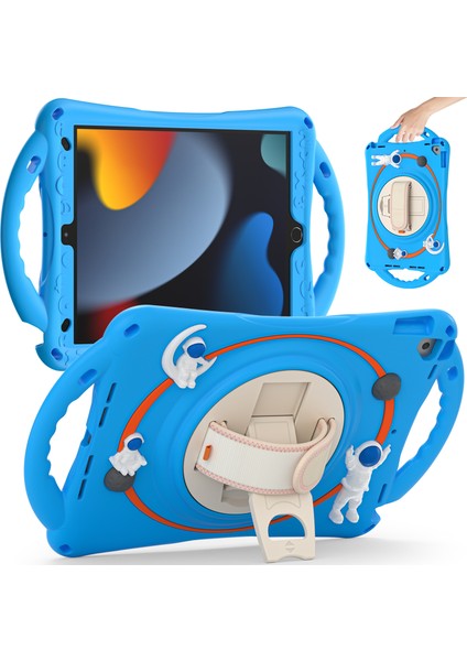iPad PRO(2017) IPAD Air (2019) Standı Pc Silikon Astronot Sevimli El Askısı Tablet Kılıfı (Yurt Dışından)