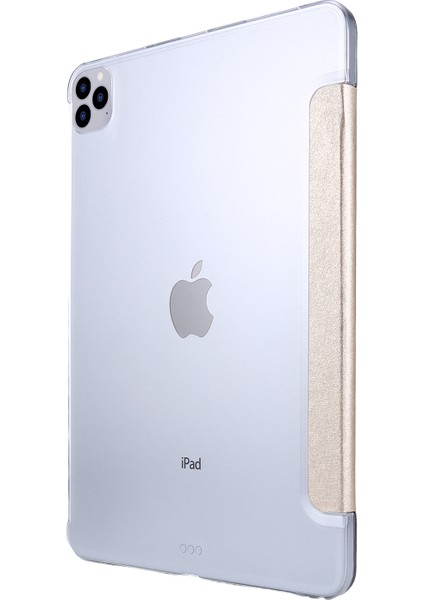 Ipek Doku Üç Katlı Stand Pu Deri Flip Kabuğu iPad Air 13 (2024) Gold Tablet Kılıfı (Yurt Dışından)