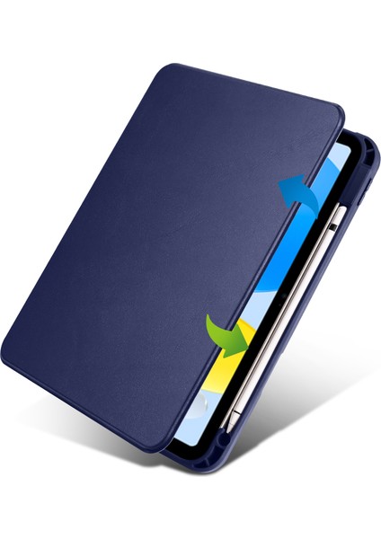 iPad 10.9 (2022) Pu Deri Akrilik Döner Standı Kalem Tutucu Tablet Kılıfı (Yurt Dışından)