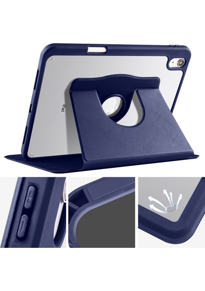 iPad 10.9 (2022) Pu Deri Akrilik Döner Standı Kalem Tutucu Tablet Kılıfı (Yurt Dışından)