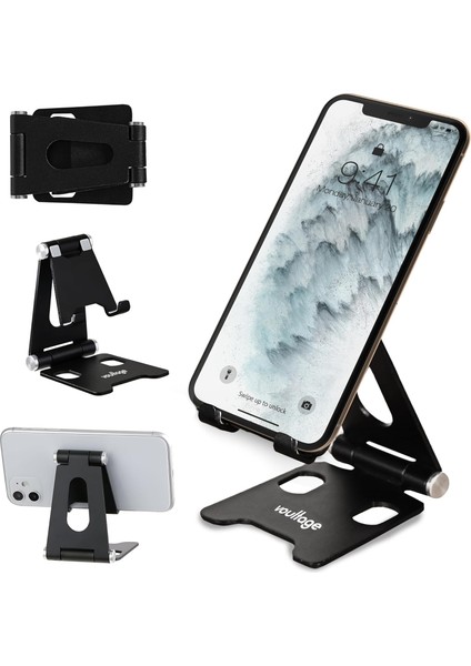 Metal Masaüstü Telefon Tutucu, Telefon Standı, Ayarlanabilir, Katlanabilir, Alüminyum Dayanıklı Gövde, Tüm Telefonlarla Uyumlu, Kalın Kılıf Uyumlu