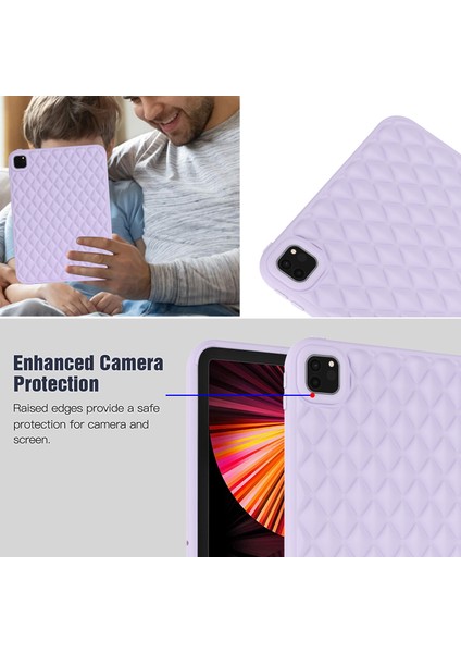 Yumuşak Tpu iPad Pro 11 (2020 2021 2022) Eşkenar Dörtgen Desenli Koruyucu Arka Tablet Kılıfı (Yurt Dışından)