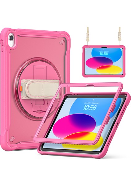 iPad 10.9 (2022) 360 Derece Dönebilen Tekme Standı Pc Tpu El Askısı Tam Omuz Askılı Tablet Kılıfı (Yurt Dışından)