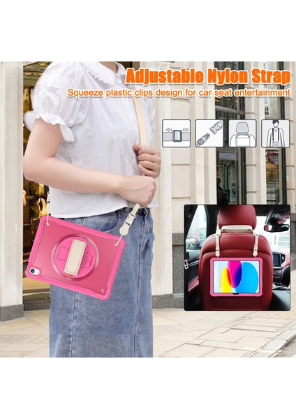 iPad 10.9 (2022) 360 Derece Dönebilen Tekme Standı Pc Tpu El Askısı Tam Omuz Askılı Tablet Kılıfı (Yurt Dışından)