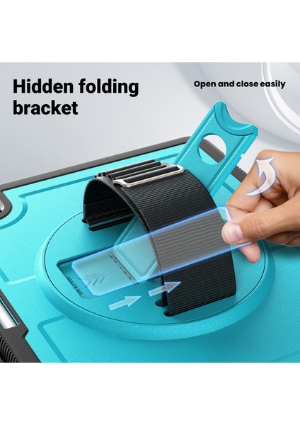 Darbeye Dayanıklı Tablet Kılıfı iPad Pro 11 (2024) Kılıf Isı Dağılımı Pc + Tpu Tablet Kapağı Dönen El Kayışı Kickstand-Bebek Mavisi (Yurt Dışından) modelleri