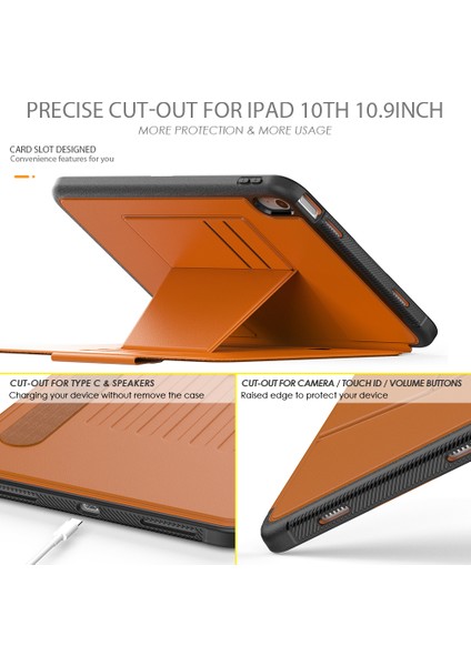 iPad 10.9 (2022) IPAD 10. Nesil Pu Deri Standı Kart Tutucu Akıllı Otomatik Uyku uyandırma ile Manyetik Tablet Kılıfı (Yurt Dışından) indirimleri