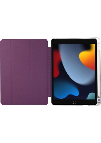 iPad 10.2 (2019 2020 2021) Deri Üç Katlı Stand Tablet Kılıfı (Yurt Dışından)
