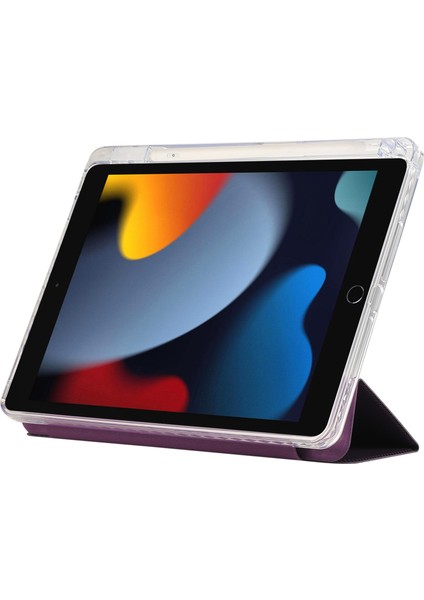 iPad 10.2 (2019 2020 2021) Deri Üç Katlı Stand Tablet Kılıfı (Yurt Dışından)