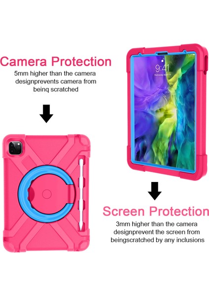 Apple iPad Pro 11 Inç (2022 2021 2020) 360 Derece Dönebilen Tekme Standı Pc Tpu Hibrit Tablet Kılıfı (Yurt Dışından)