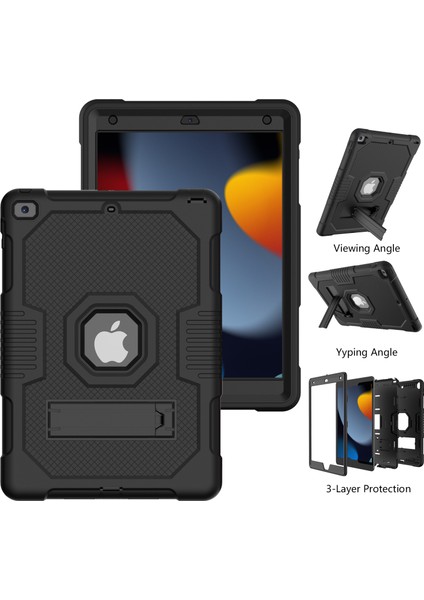 Kontrast Pc Tpu Silikon Stand Tamı iPad 10.2 (2019 2020 2021) SIYAH Tablet Kılıfı (Yurt Dışından)