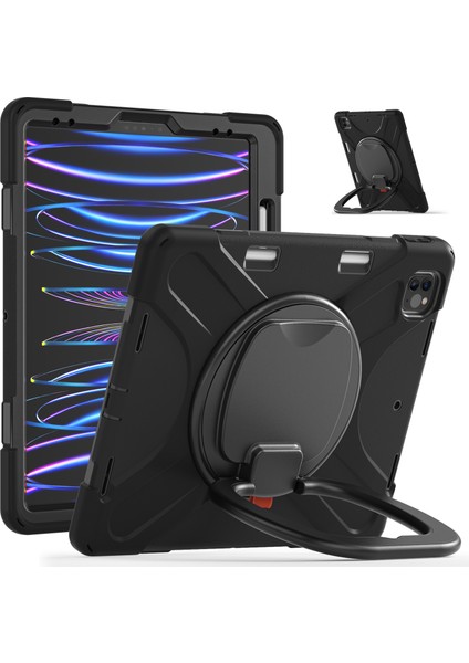Manyetik Emilmiş Kalem Yuvası Tamlı Hibrit 360° Dönebilen Tekme Standlı iPad Pro 12 9 Inç Tablet Kılıfı (Yurt Dışından)