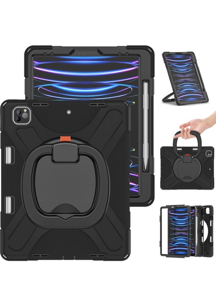 Manyetik Emilmiş Kalem Yuvası Tamlı Hibrit 360° Dönebilen Tekme Standlı iPad Pro 12 9 Inç Tablet Kılıfı (Yurt Dışından)
