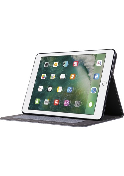 iPad 9 7 Inç (2017 2018) Kumaş Dokusu Deri Koruyucu Kart Yuvası ile Stand Tablet Kılıfı (Yurt Dışından)