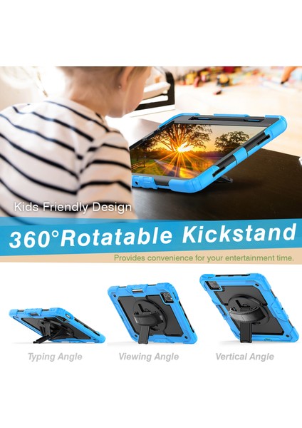 Sağlam Ağır Hizmet Pc Silikon 360° Dönen Tekme Standı Saplı El Tutacağı ve Omuz Askısı iPad Pro 11 Inç si Tablet Kılıfı (Yurt Dışından)