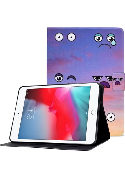 iPad Mini (2019) 7.9 Inç ipad Mini 4 3 2 1 Desen Baskı Pu Deri Ayarlanabilir Stand Yüz Ifadesi Tablet Kılıfı (Yurt Dışından)
