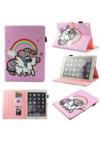 Desen Baskı Pu Deri iPad Air 10 5 Inç (2019) Otomatik Uyandırma Uykusu Tek Boynuzlu At ve kuşağı Tablet Kılıfı (Yurt Dışından)