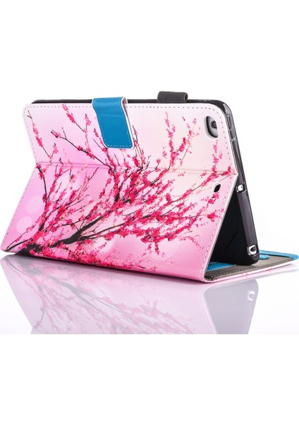 Desenli Pu Deri Cüzdan Apple iPad Mini (2019) 7.9 Inç mini 4 3 2 1 Erik Çiçeği Tablet Kılıfı (Yurt Dışından)
